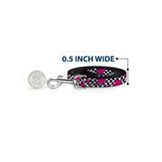 Dog Leash - Checker & Stars Black/White/Pink
