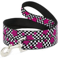 Load image into Gallery viewer, Dog Leash - Checker & Stars Black/White/Pink
