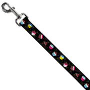 Dog Leash - Cupcake Sprinkles Black/Multi Color