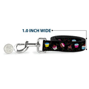 Dog Leash - Cupcake Sprinkles Black/Multi Color