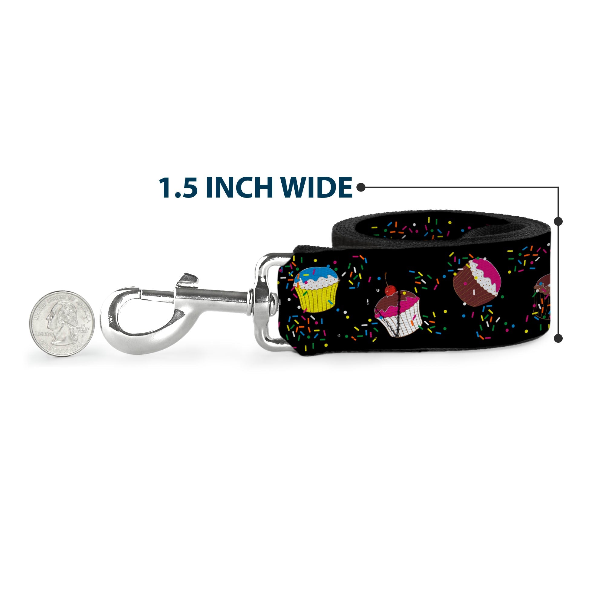 Dog Leash - Cupcake Sprinkles Black/Multi Color