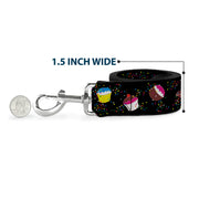 Dog Leash - Cupcake Sprinkles Black/Multi Color