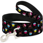Dog Leash - Cupcake Sprinkles Black/Multi Color