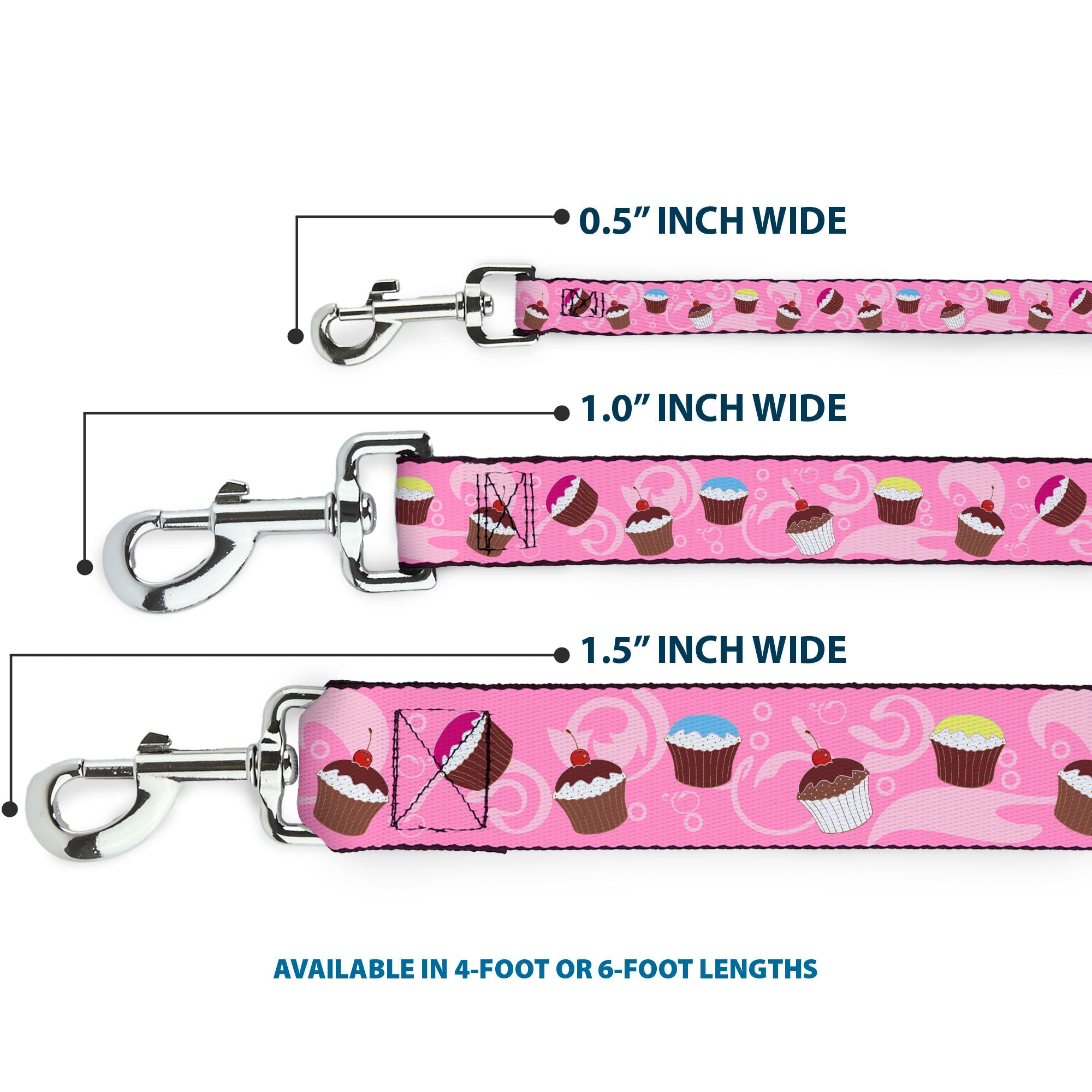 Dog Leash - Cupcake Swirls Pink/Multi Color