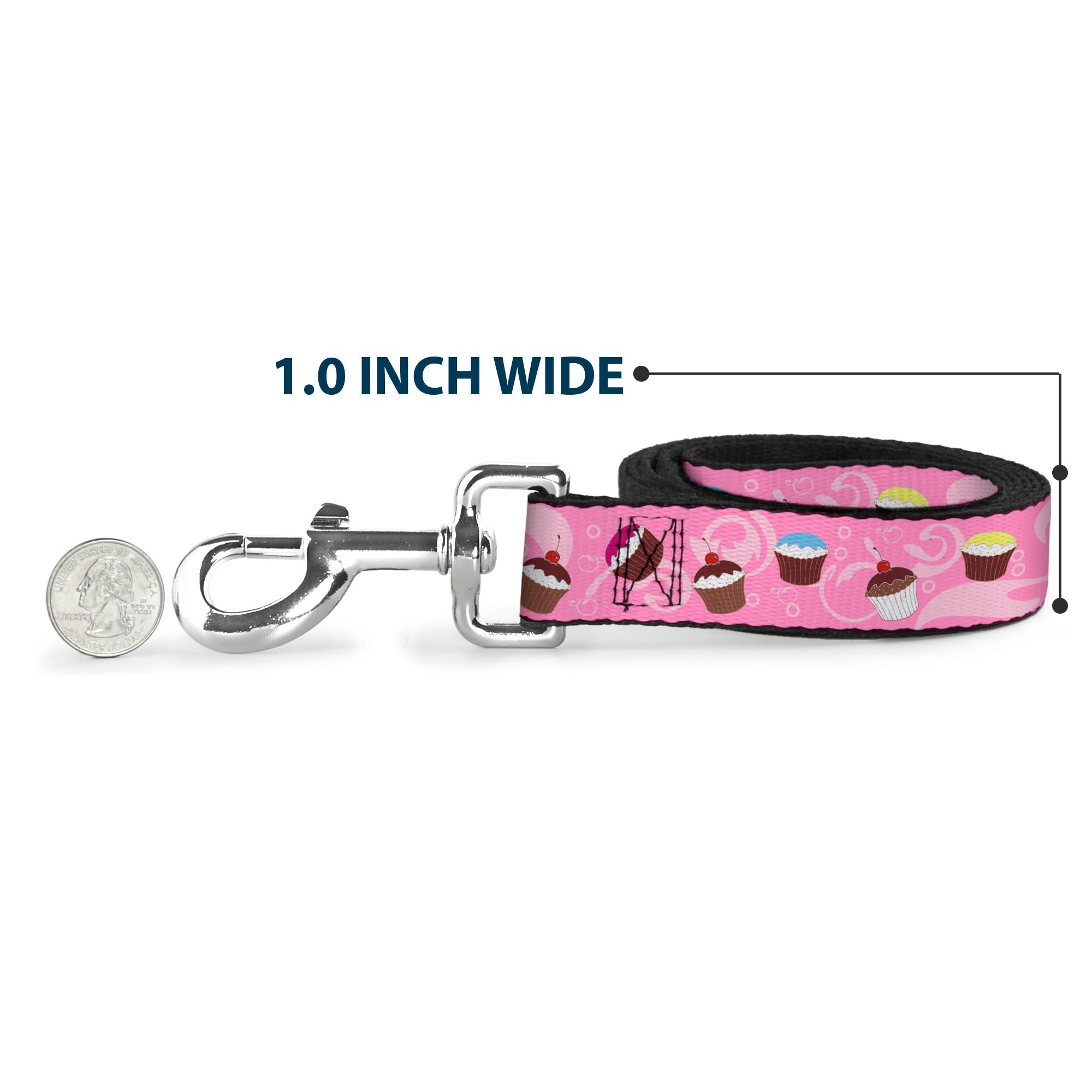 Dog Leash - Cupcake Swirls Pink/Multi Color