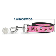 Dog Leash - Cupcake Swirls Pink/Multi Color
