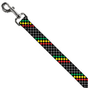 Dog Leash - Checker Stripe Black/Gray/Rasta
