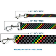 Dog Leash - Checker Stripe Black/Gray/Rasta