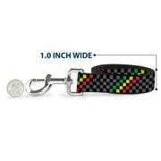 Dog Leash - Checker Stripe Black/Gray/Rasta