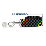 Dog Leash - Checker Stripe Black/Gray/Rasta