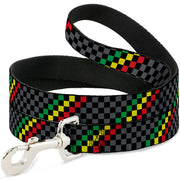 Dog Leash - Checker Stripe Black/Gray/Rasta