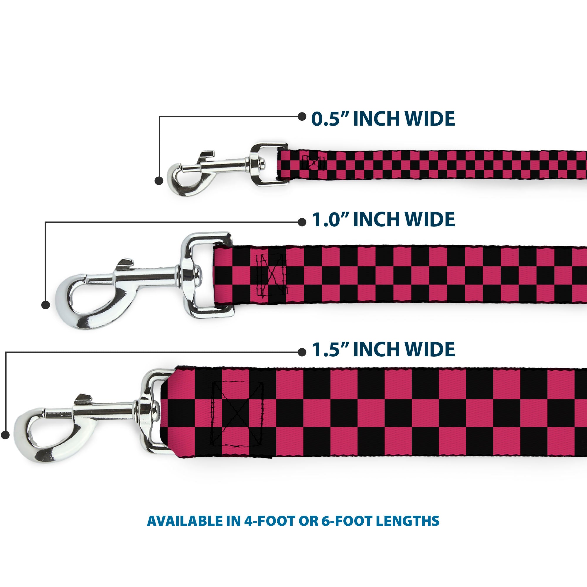 Dog Leash - Checker Black/Honeysuckle Red