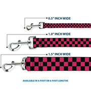Dog Leash - Checker Black/Honeysuckle Red