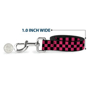 Dog Leash - Checker Black/Honeysuckle Red