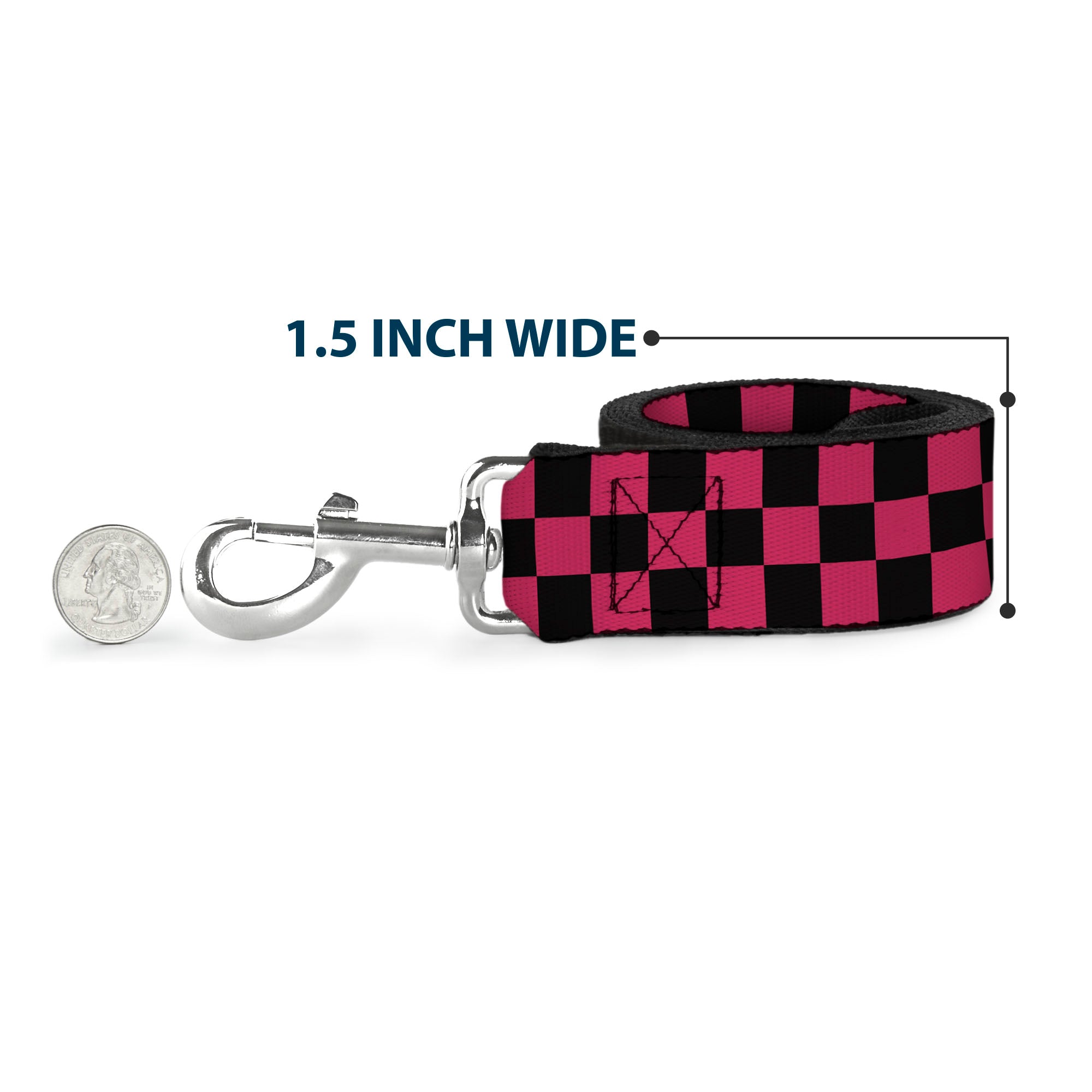 Dog Leash - Checker Black/Honeysuckle Red