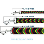 Dog Leash - Chevron Weave Black/Rasta