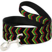 Dog Leash - Chevron Weave Black/Rasta