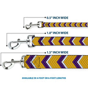 Dog Leash - Chevron Weave Gold/Purple/White
