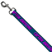 Dog Leash - CAPTAIN AWESOME Turquoise Checker/Fuchsia