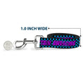 Load image into Gallery viewer, Turquoise checker and fuchsia dog leash by Southlake Paws, 1 inch wide, featuring "CAPTAIN AWESOME" text.
