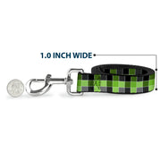 Dog Leash - Checker Mosaic Green