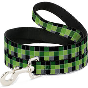 Dog Leash - Checker Mosaic Green