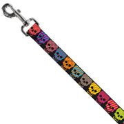 Dog Leash - Checker & Stripe Skulls Black/Multi Neon