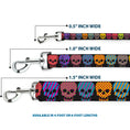 Load image into Gallery viewer, Dog Leash - Checker & Stripe Skulls Black/Multi Neon
