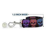Dog Leash - Checker & Stripe Skulls Black/Multi Neon