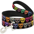 Load image into Gallery viewer, Dog Leash - Checker & Stripe Skulls Black/Multi Neon
