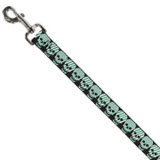 Dog Leash - Checker & Stripe Skulls Black/White/Green