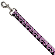 Dog Leash - Checker & Stripe Skulls Black/White/Purple