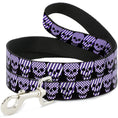 Load image into Gallery viewer, Dog Leash - Checker & Stripe Skulls Black/White/Purple
