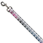 Dog Leash - Checker & Stripe Skulls Gradient Blue/Fuchsia