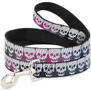 Dog Leash - Checker & Stripe Skulls Gradient Blue/Fuchsia