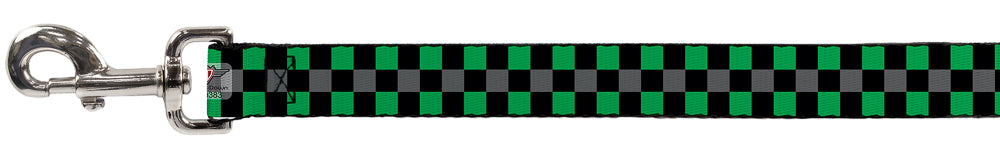 Dog Leash - Checker Black/Gray/2 Green