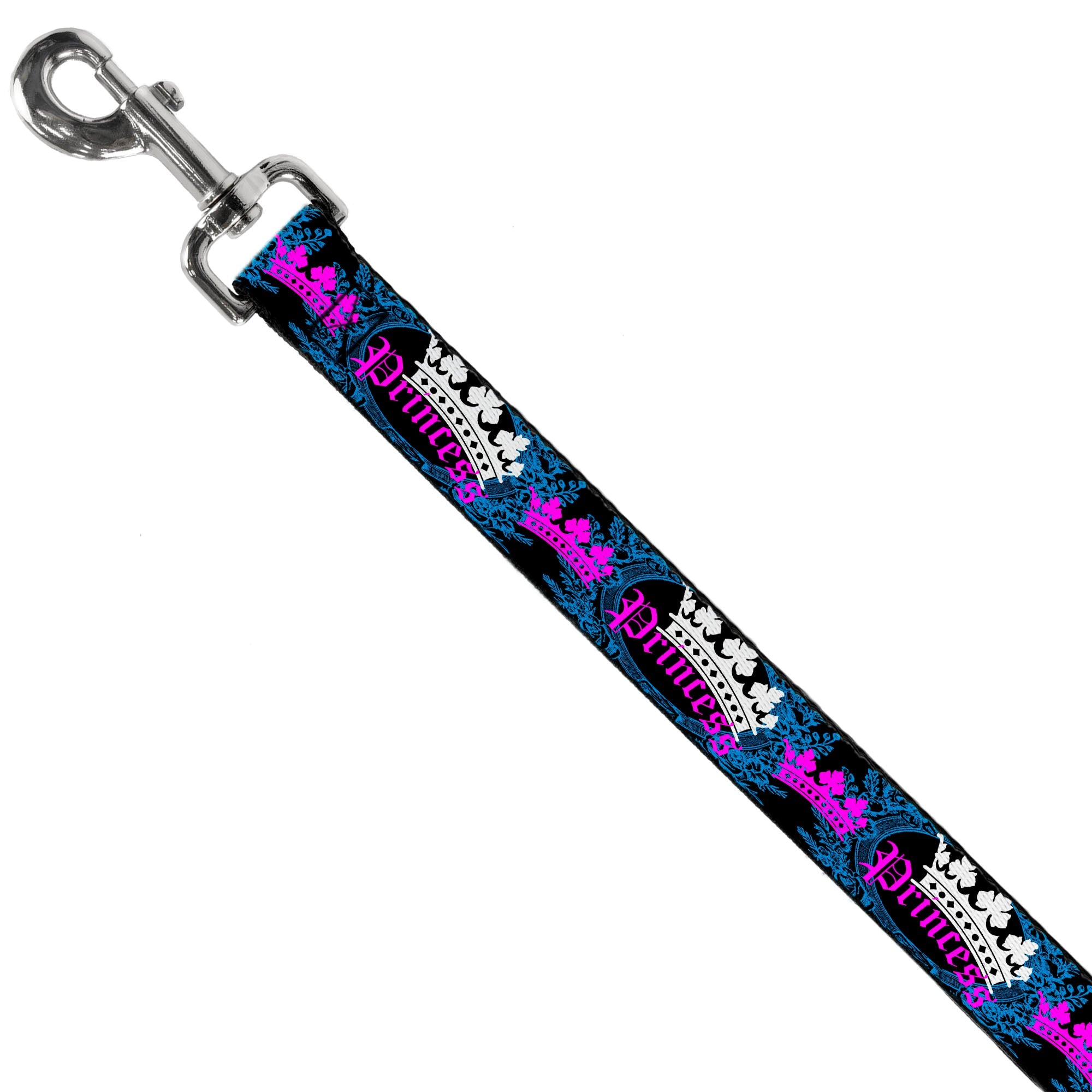 Dog Leash - Crown Princess Oval Black/Turquoise