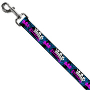Dog Leash - Crown Princess Oval Black/Turquoise