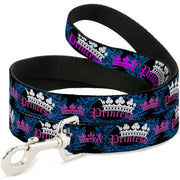 Dog Leash - Crown Princess Oval Black/Turquoise