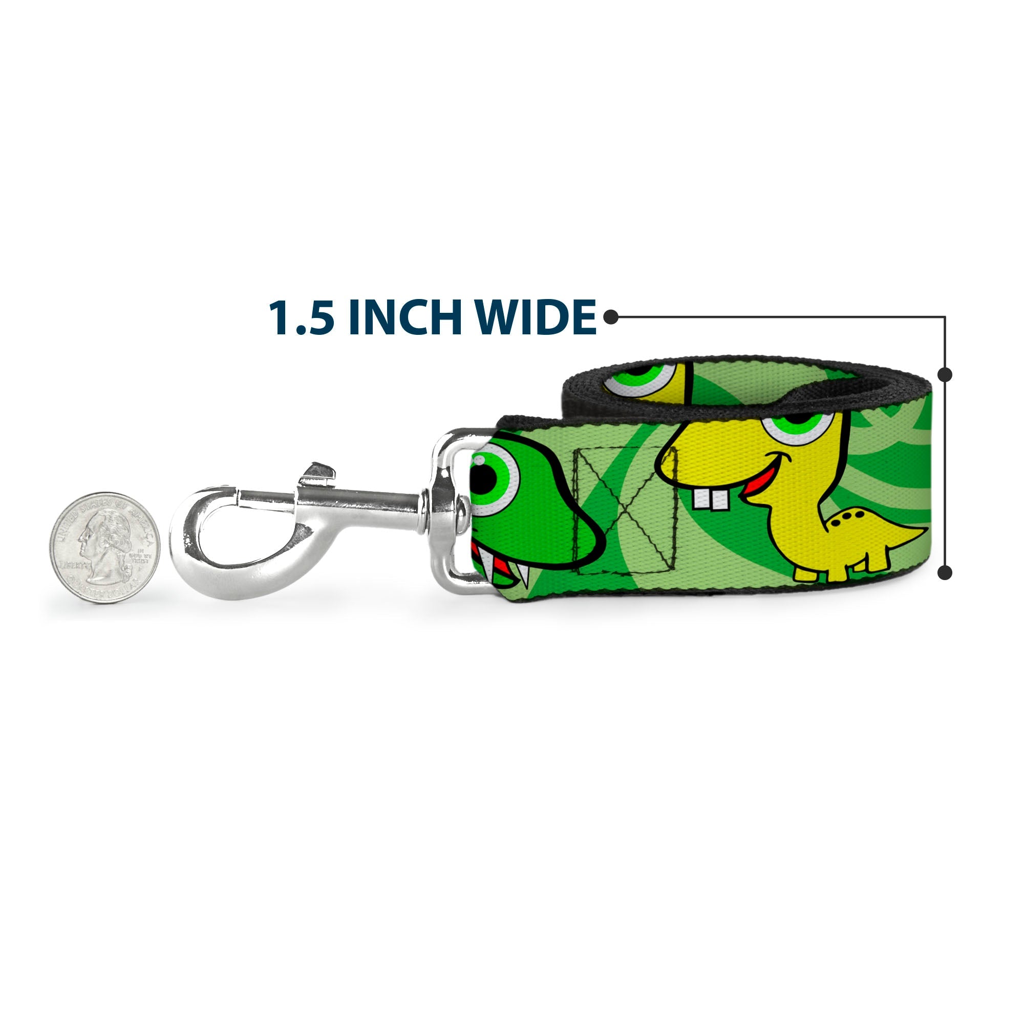 Dog Leash - Cute Dinosaurs Yellow/Green
