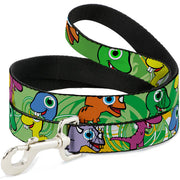 Dog Leash - Cute Dinosaurs Yellow/Green