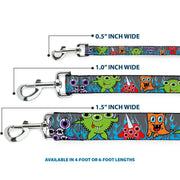 Dog Leash - Cute Monsters Gray/Flame Blue