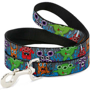 Dog Leash - Cute Monsters Gray/Flame Blue