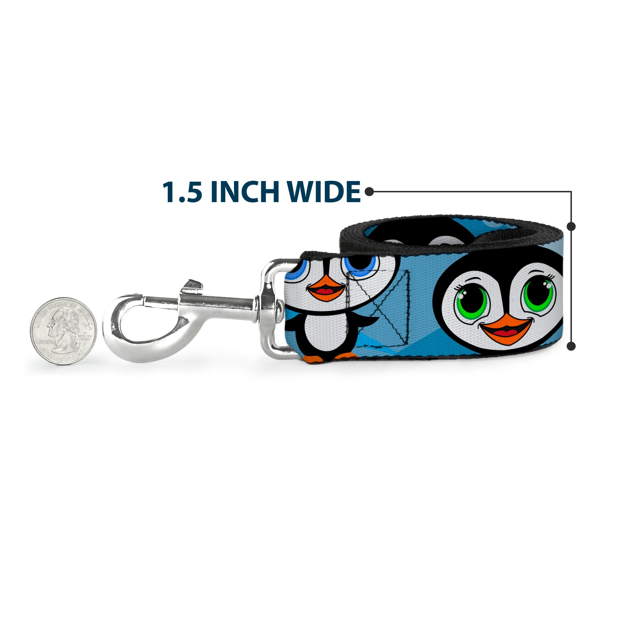 Dog Leash - Cute Penguins Blue Bubbles
