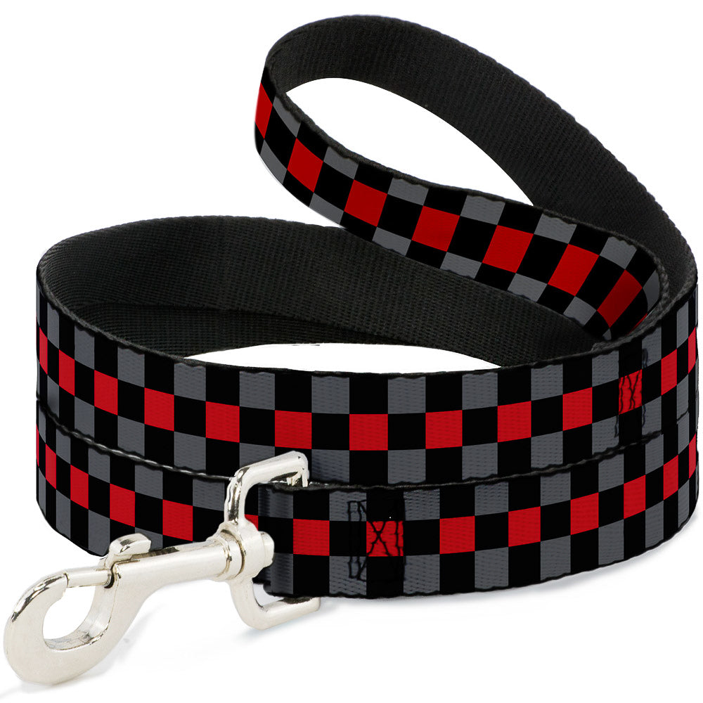 Dog Leash - Checker Black/Gray/1 Red