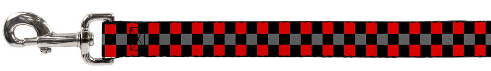 Dog Leash - Checker Black/Gray/2 Red