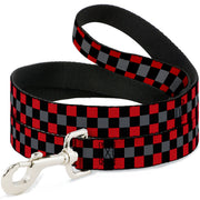 Dog Leash - Checker Black/Gray/2 Red