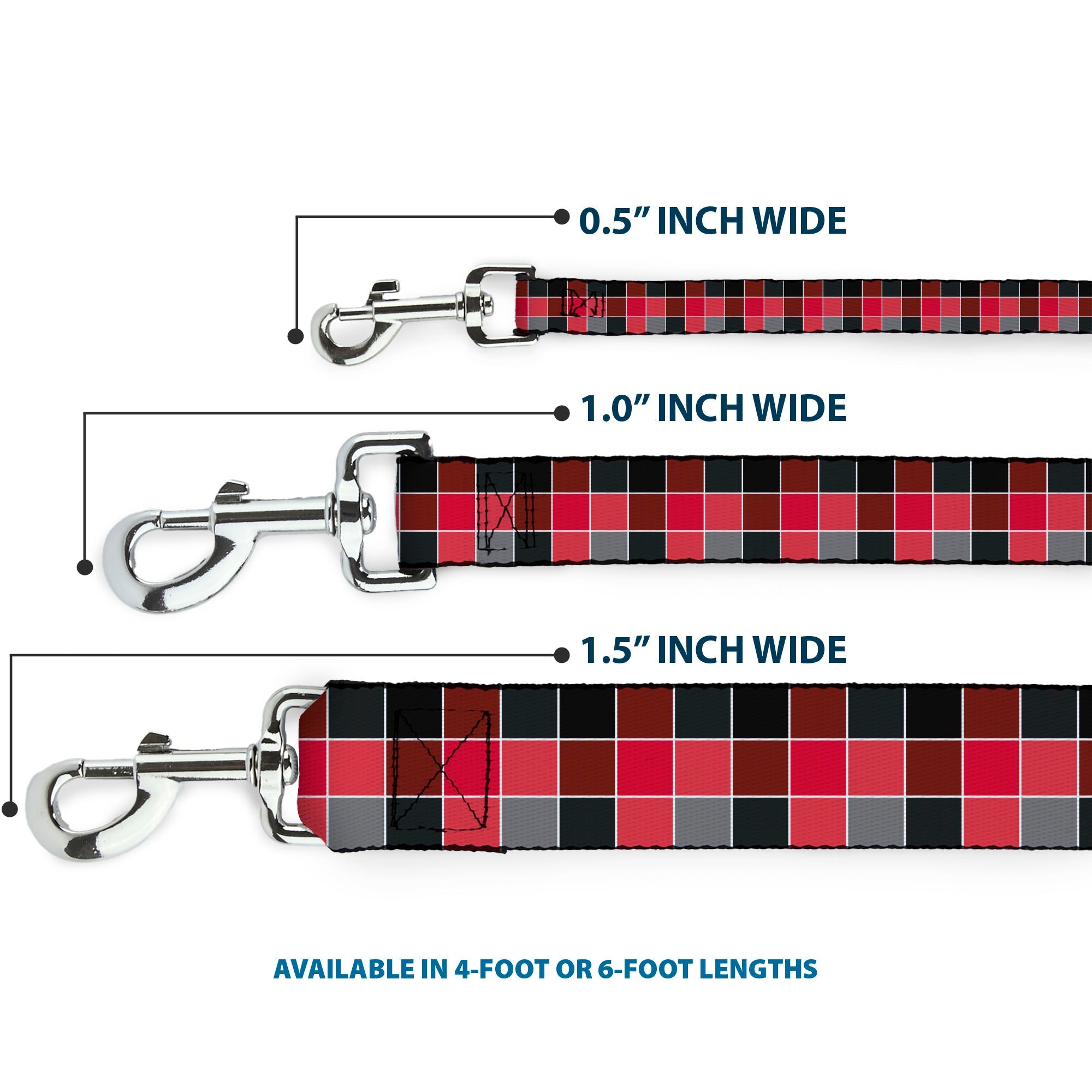 Dog Leash - Checker Mosaic Red