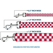 Dog Leash - Checker Crimson/White