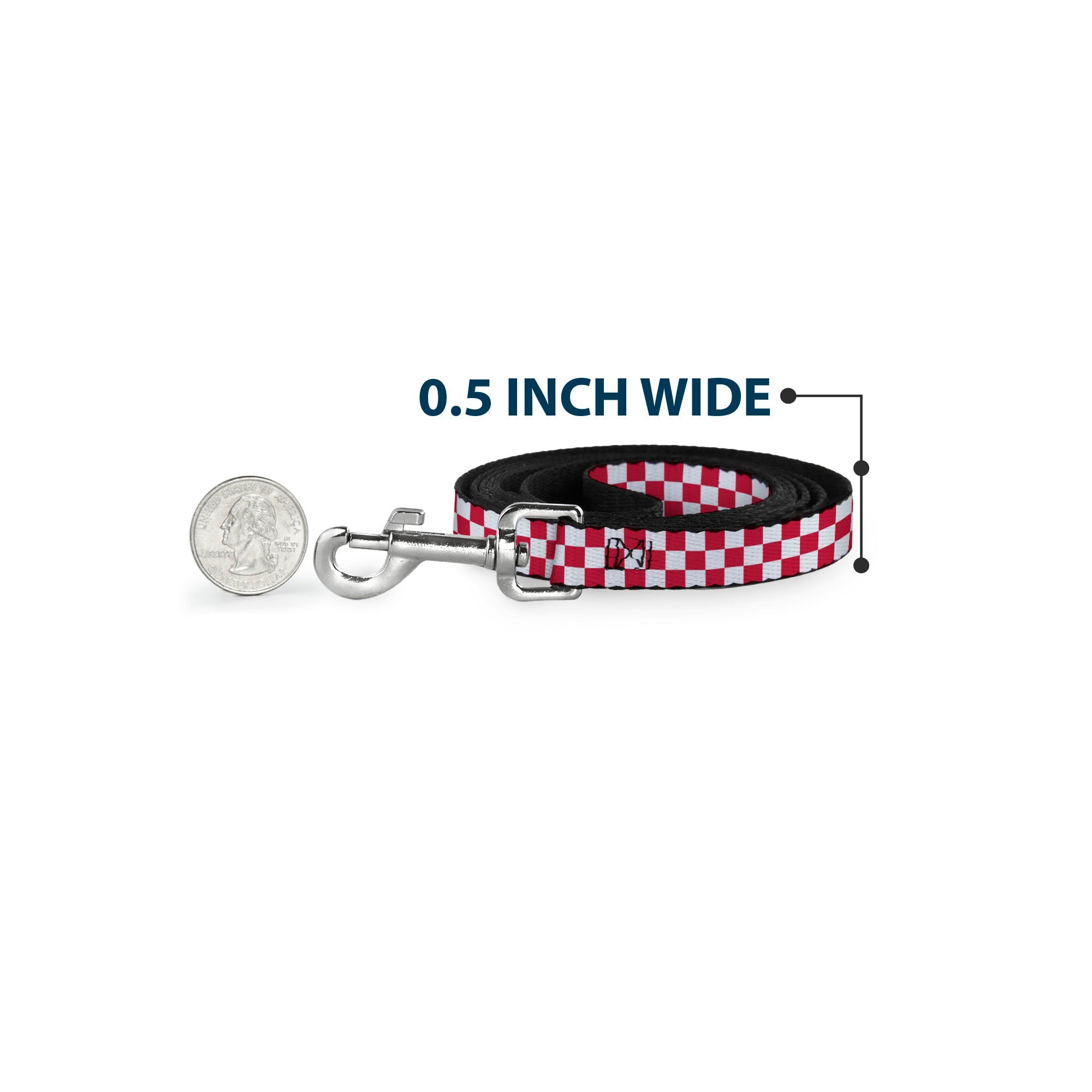 Dog Leash - Checker Crimson/White